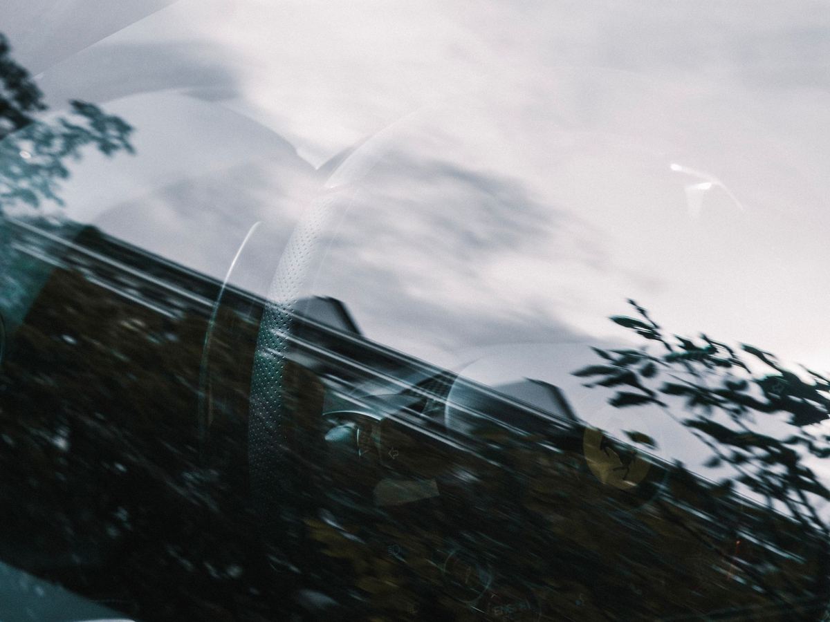 Close-up of car side window glass